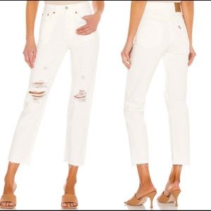 LEVI’S Wedgie Straight Distressed White Cloud Bank Jeans
